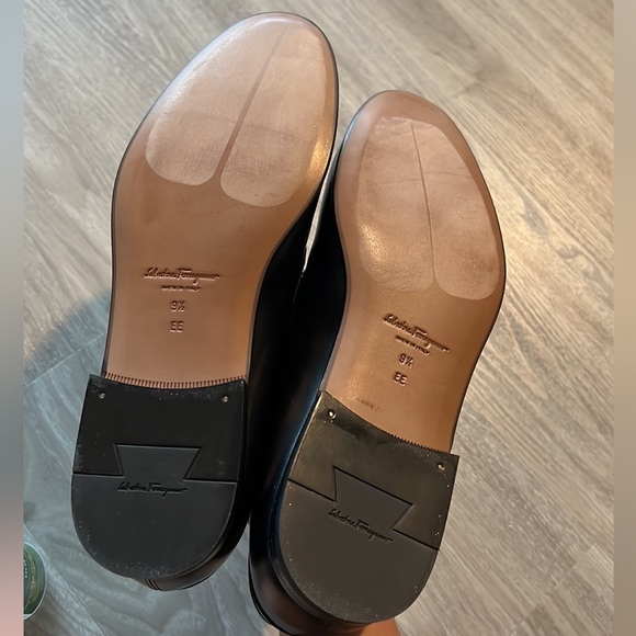 FERRAGAMO Black Leather Penny Loafer Men 9.5 EE Brand New - Picture 6 of 8